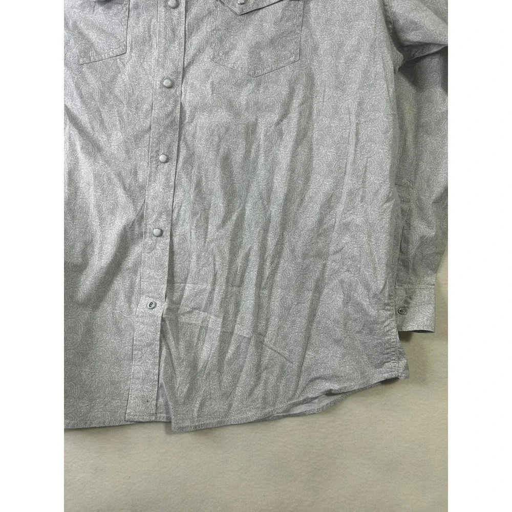 Rafter C Cowboy Collection Mens XXL Grey Paisley ProFlex Western Pearl Snap